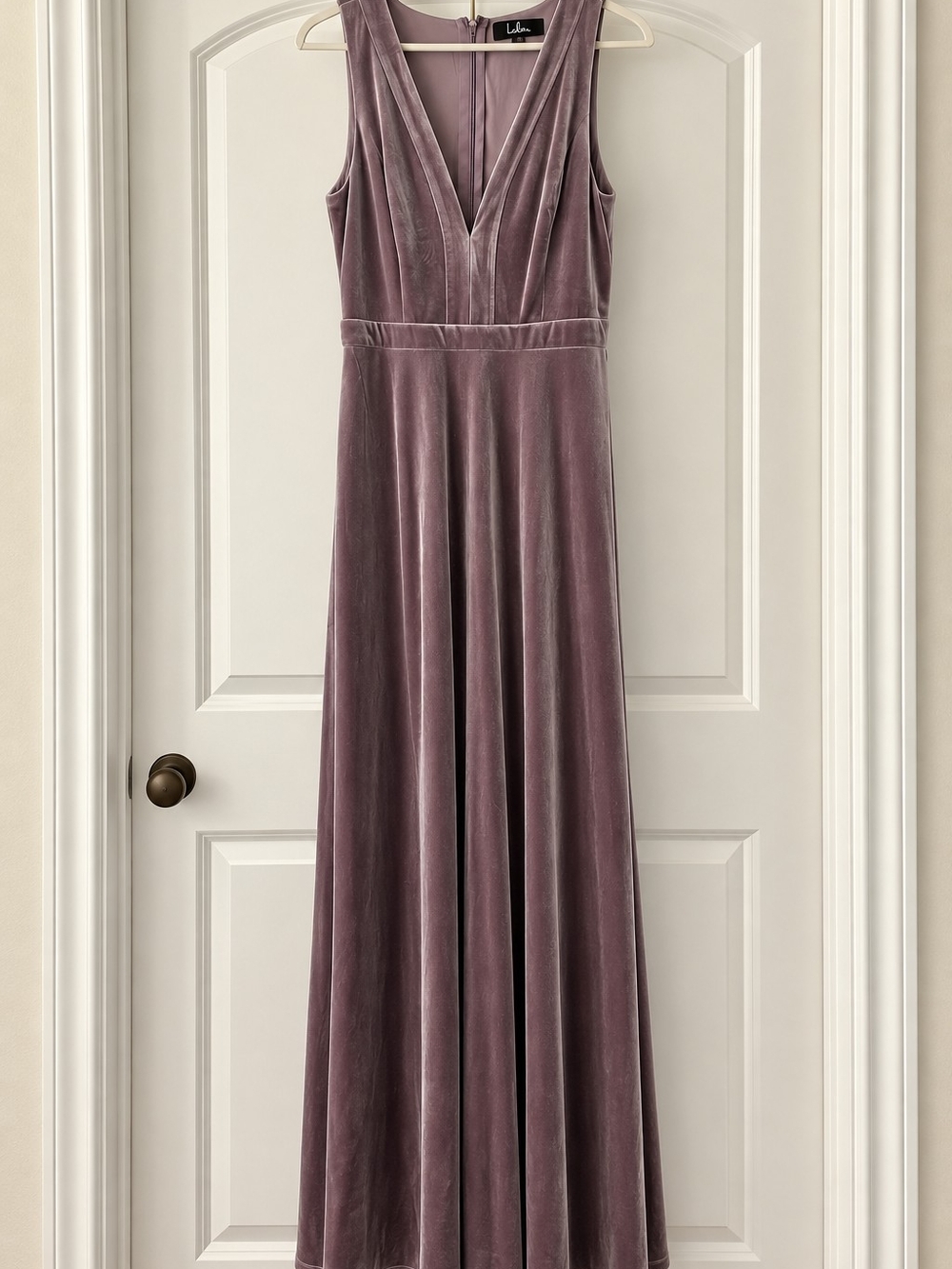 Lulu's Dusty Lilac Velvet V-Neck Maxi Dress